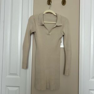Polo body con ribbed sweater dress